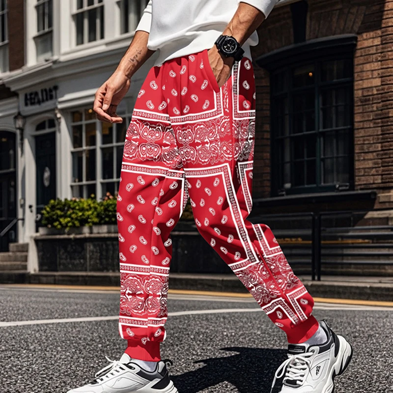 Мужские повседневные брюки спортивный корсет с кулиской и цветком кешью уличный