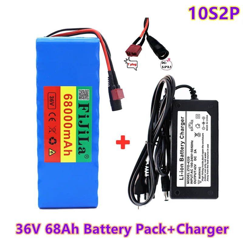 

36V 68Ah10S 2P 18650 akku 68000mAh, modifizierte Fahrräder, elektrische fahrzeug 42V Schutz PCB + 42V Ladegerät