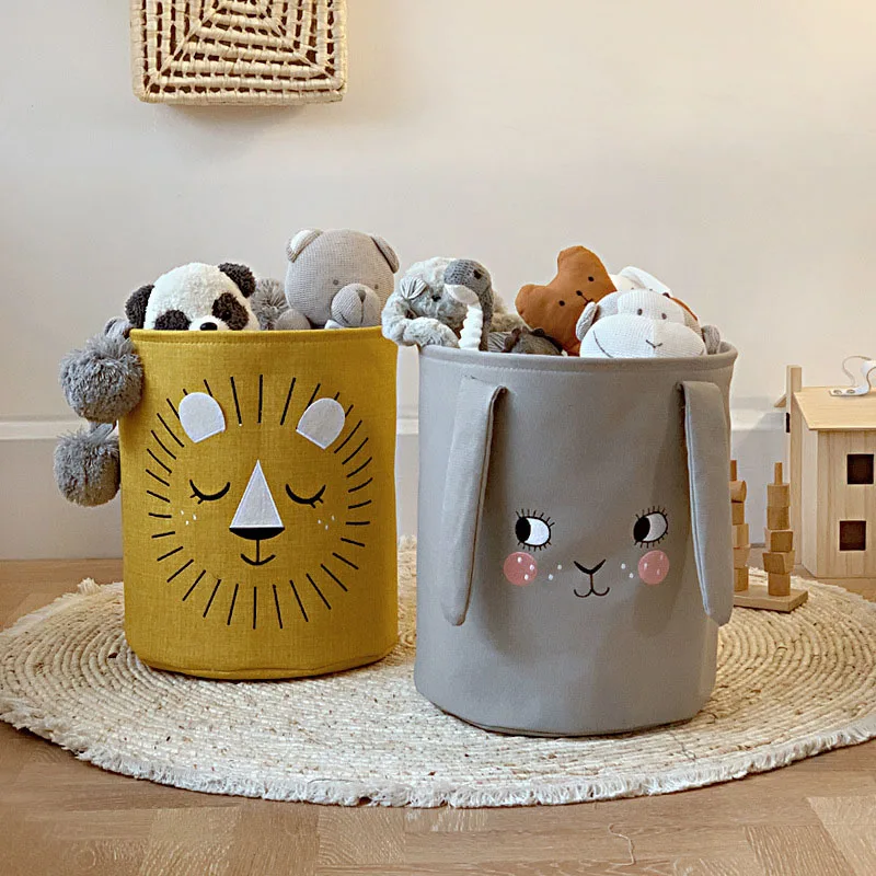 

Cartoon Folding Laundry Basket Round Storage Bin Bag Large Hamper Collapsible Clothes Toy Basket Bucket Organizer Large Capacity
