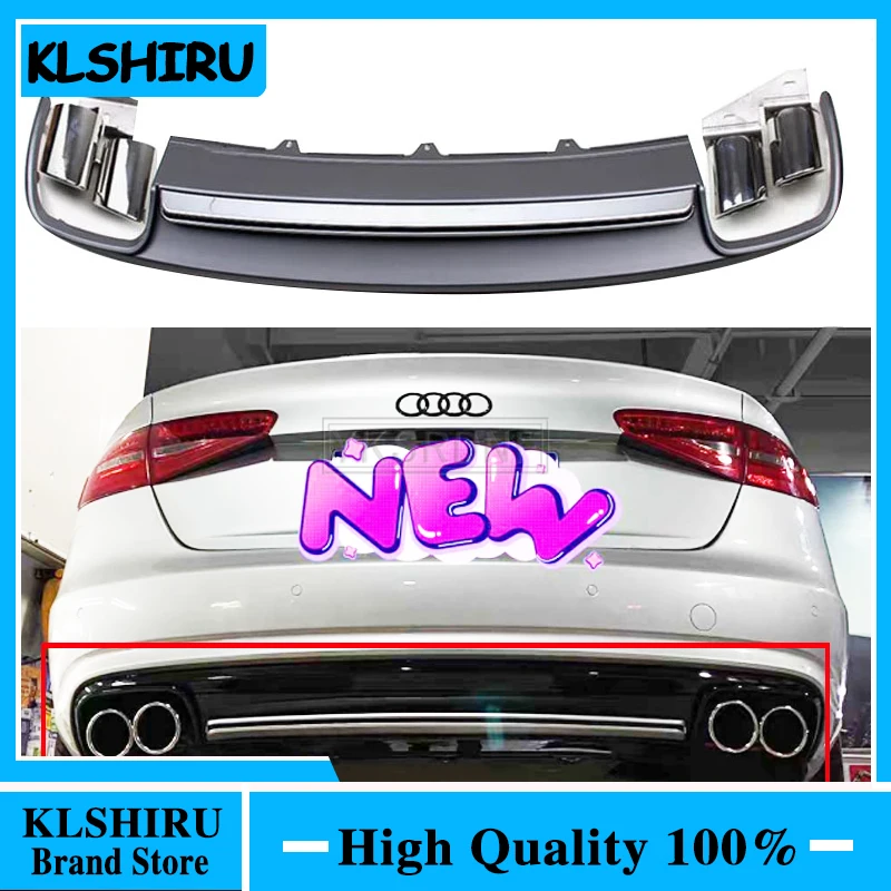 

PP Rear Bumper Lip Diffuser exhaust end pipe for Audi A4 B8 B8.5 Standard Bumper/Sline bumper 2009-2016 S4 Style