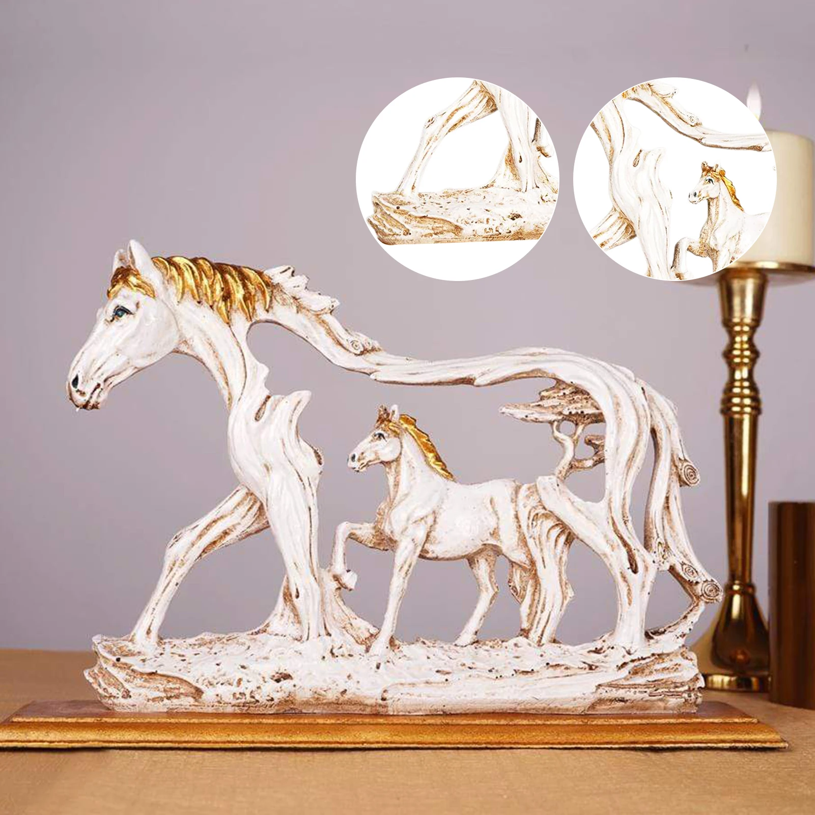 

Resin Horse Statue and Sculpture Desktop Attract Good Luck and Wealth Ornament for Home Office Decoration