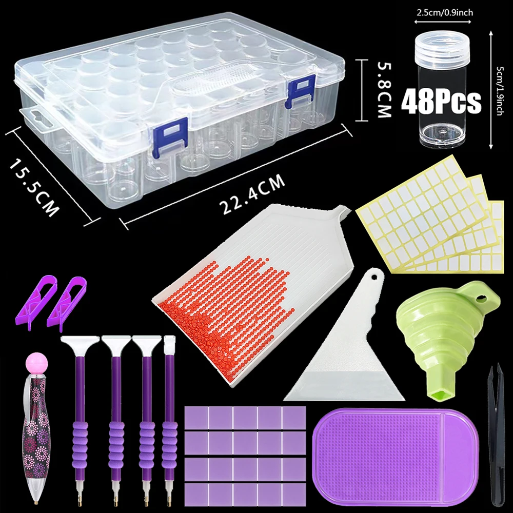 

Painting Diamonds Accessories Diamond Separator Box Pearl Storage Bead Stickers Bright Pen Kawaii Holder Accessory Jars Tool Bag