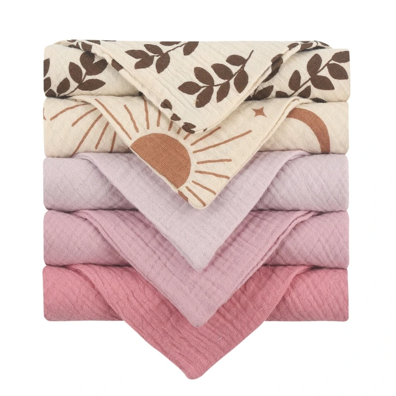 

Infant Face Towel Baby Drooling Bib Breathable Facecloth Cotton Burp Cloth 5PCS