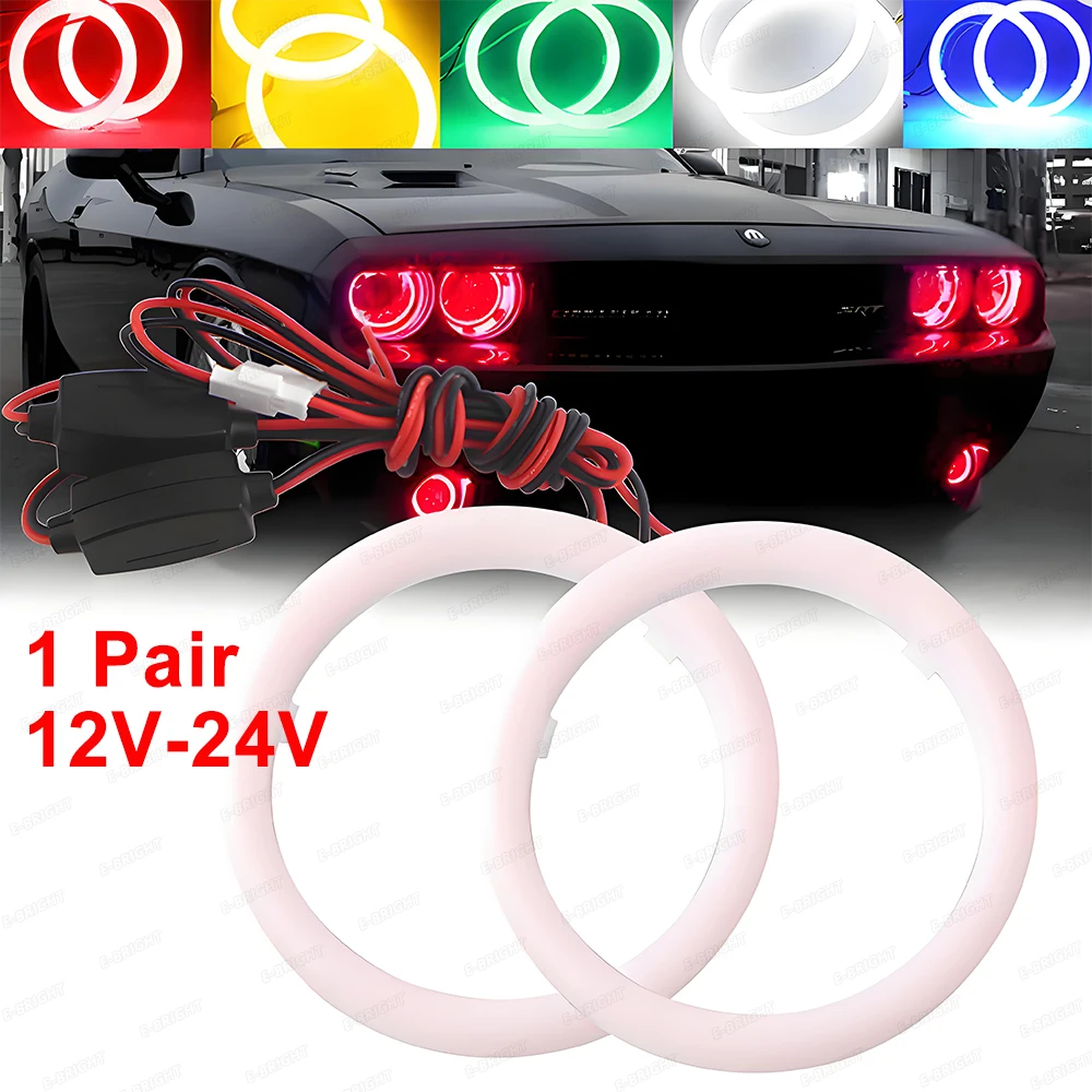 

1 пара ангельских глаз 12 В 24 В COB Halo Ring светодиодные фары для автомобиля, мотоцикла, скутера, декоративные противотуманные фары 60 70 80 90 100 110 120 мм
