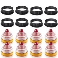 8pcs cake mold perforated cutter round shape mousse circle ring tart decor baking french dessert kitchen bakeware cutter mold