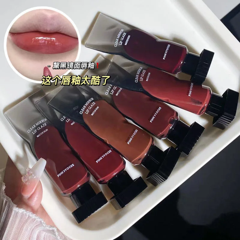 Sexy Red Lip Black Mirror Water Lip Glaze High Gloss Moisturizing Longlasting Color Non-stick Cup Lip Gloss Makeup Lip Stain