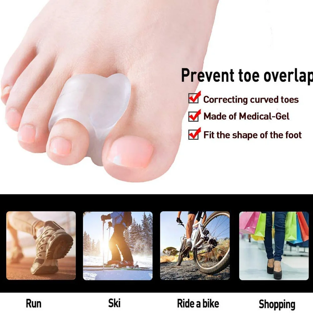 

Silicone Finger Toe Separator Correction Pad Foot Care Tools Toe Bunion Guard Foot Care Orthopedic Toe Separators 2pcs=1pair