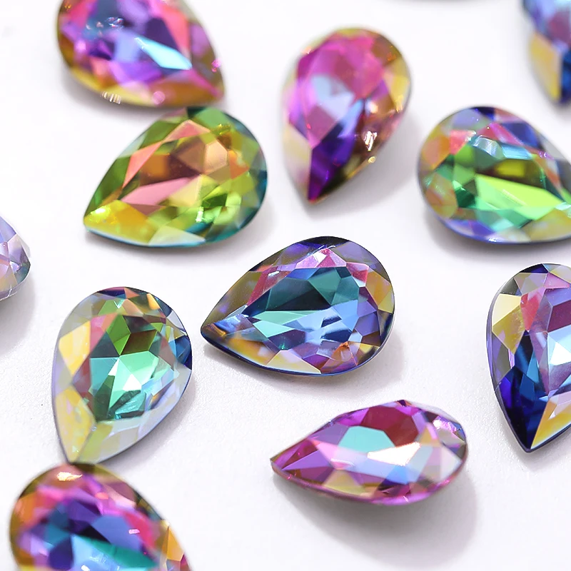

Блестящий цвет K9 стекло стразы 7x10 мм каплевидное стекло кристалл заостренный клей на ногтях ремесла Ювелирные изделия Аксессуары