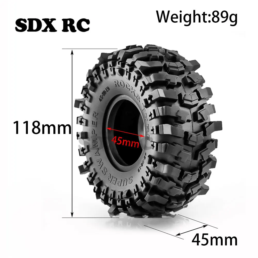 Дешево 4 шт. 118*45 мм 1,9 дюйма резиновые шины для колес 1:10 RC Rock Crawler Axial SCX10 SCX10 II 90046 AXI03007 TRX-4 RBX10