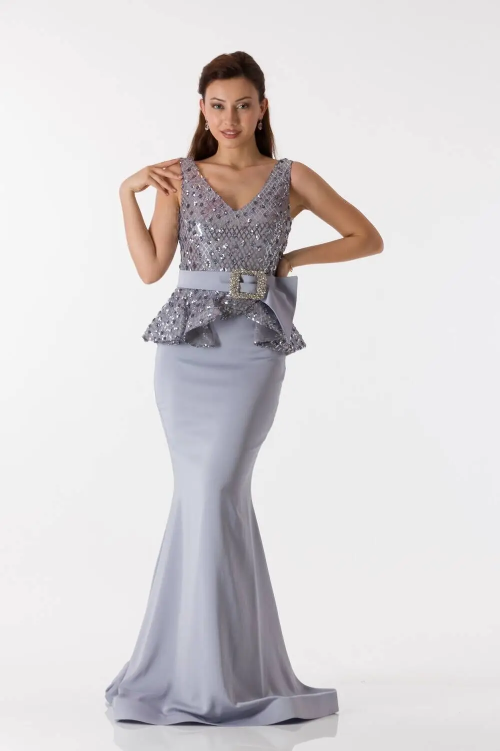 

Kemerli Gray Fish Evening Dress