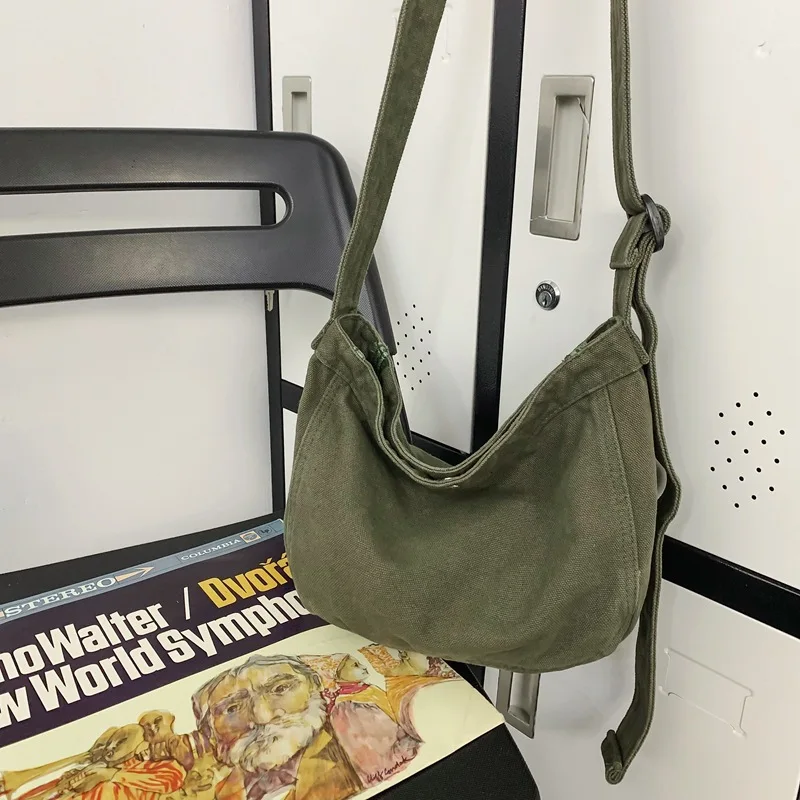 

Crossbody Bag for Women Japanese Street Simple Washable Canvas Bag for College Students Retro Colored Single Shoulder Bag