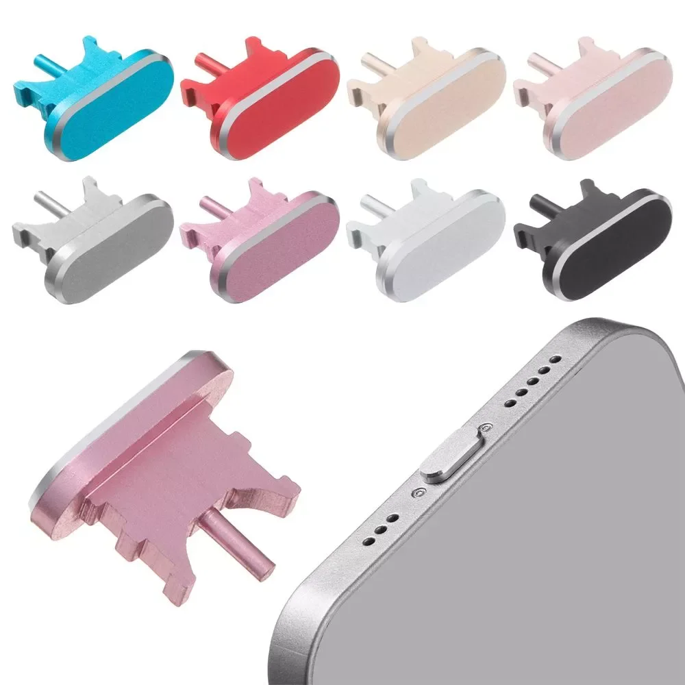 

2 IN 1 Phone Card Pin Cover Stopper Anti Dust Plug Metal Charger Port Block for iPhone 12 11 Pro Max X Max 8 7 6S Plus