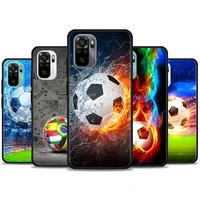 fire football soccer ball phone case for redmi 10 9 9a 9c 9i k20 k30 pro k40 pro plus note 10 11 pro soft silicone