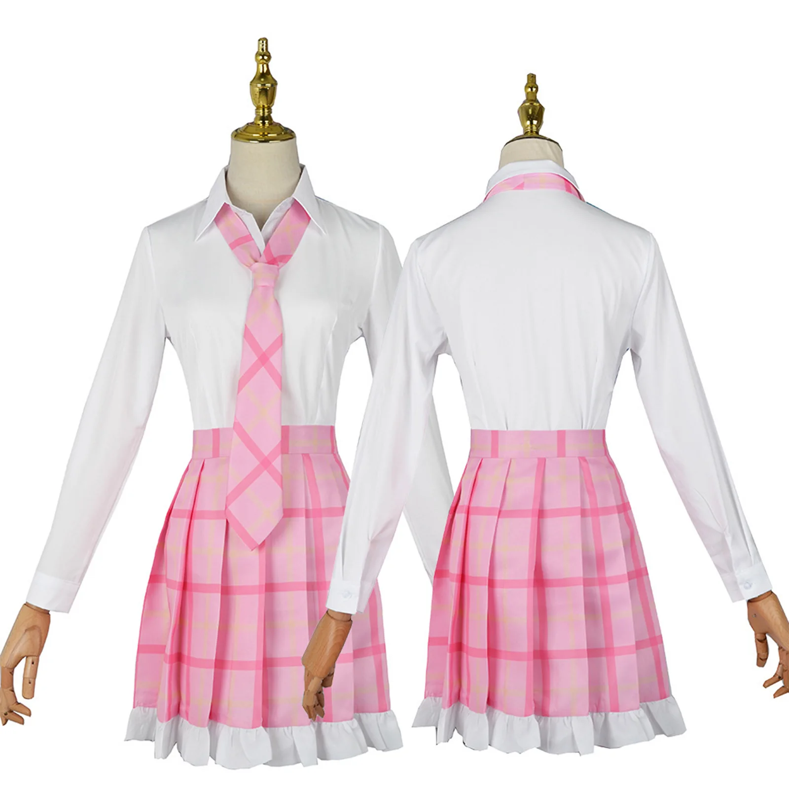 

Anime Cosplay Ebisu Kofuku Costumes for Adult Women Suit Soft Pink Plaid Skirt Gilr JK Uniform with Socks Halloween
