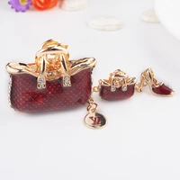 2022 creative high heels and double handbag keychains women bag charm pendant car keyring accessories fashion key chains ring