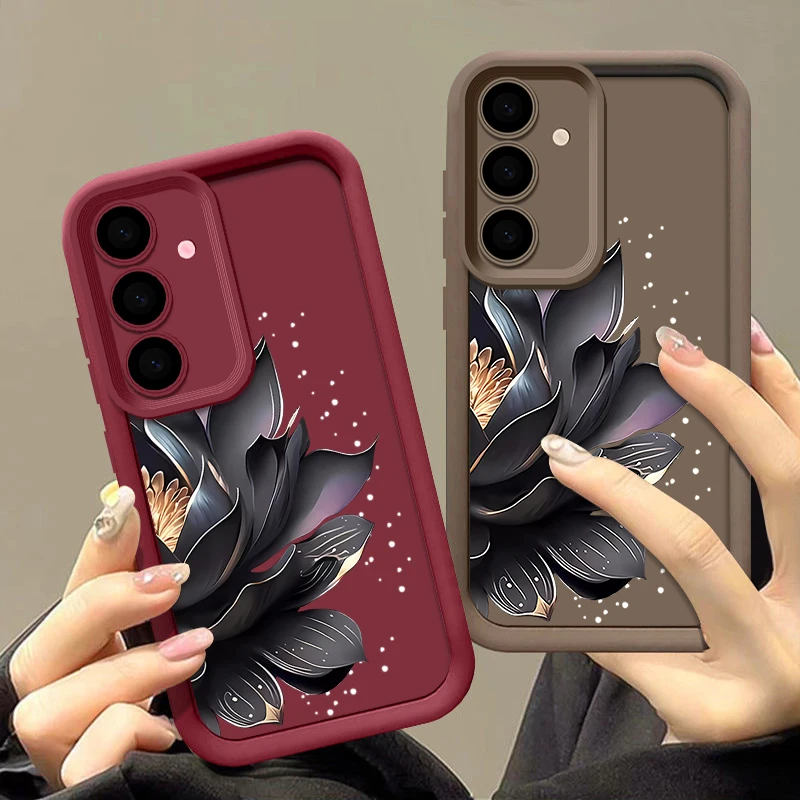 Фото Чехол для телефона с цветком лотоса для Samsung Galaxy A16 A56 A26 A36 A15 A55 A54 A35 5G S24 FE S25 Edge S24 S22 Ultra S23 Plus Soft Cover №2