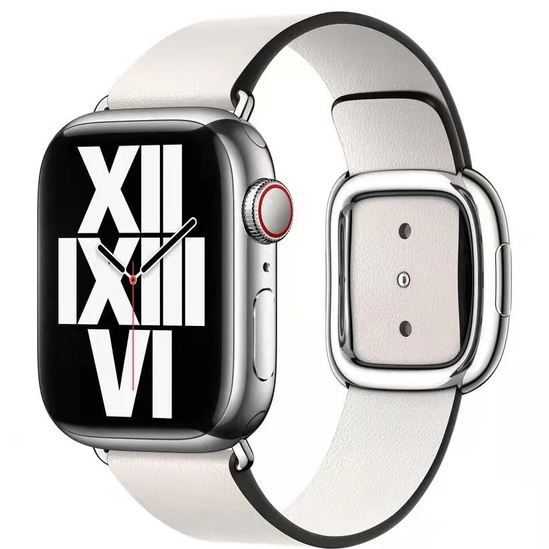 

Modern buckle strap For Apple Watch band 45mm 41mmm 44mm/40m 42mm/38mm correa Leather bracelet iwatch series 5 4 3 6 SE 7 strap