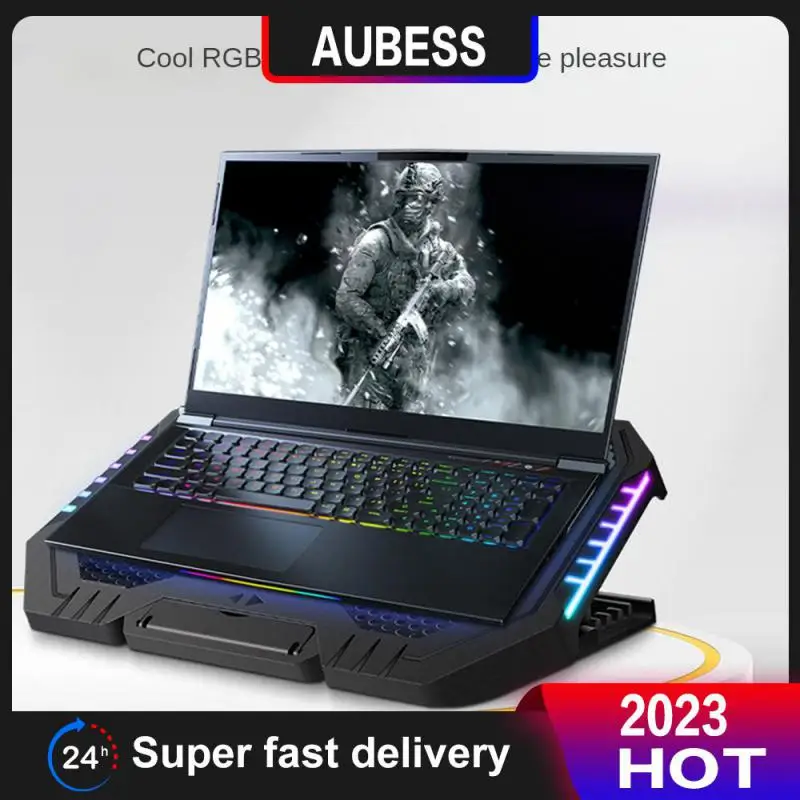 

Dc 5v Air Cooler Notebook Stand Dual Usb Ports Six-core Heat Sink Laptop Stand With 6 Fans 5 Height Adjustment Computer Cooler