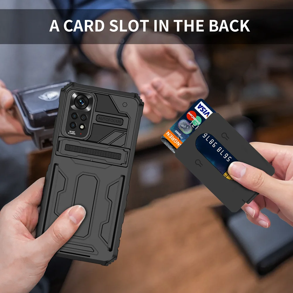 keysion shockproof armor case for redmi note 11 11s 11 pro5g 10 card bag stand phone back cover for poco x4 nfc x3 m3 m4 pro 5g free global shipping
