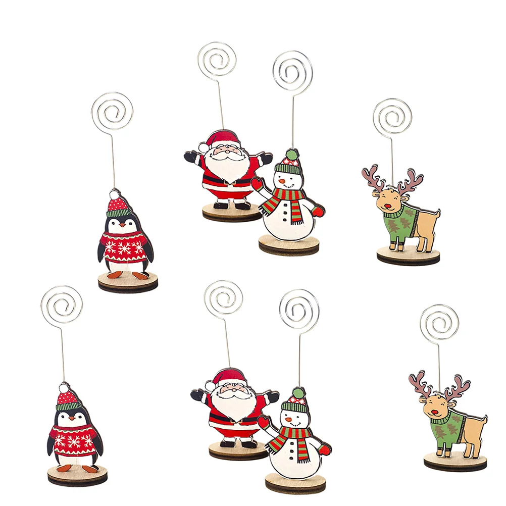 

8Pcs Christmas Place Holder Snowman Santa Deer Decorative Place Memo Holder Wire Table Holders Holiday Table Ornament