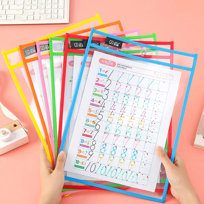 

Dry-wiping Multi-function File Bag Student Supplies Painting Practice Calligraphy Tracing Red Reusable Portable Children Gifts