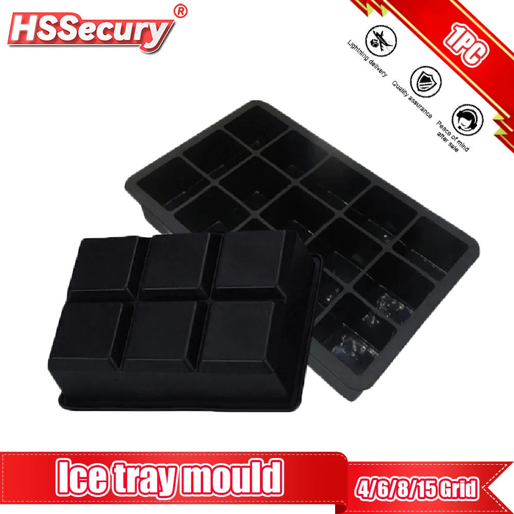 

Silicone Ice Cube Maker 4/6/8/15 Grid Reusable Easy-Release Square Shape Ice Cube Trays Molds For Ice Pudding Chocolate Molds