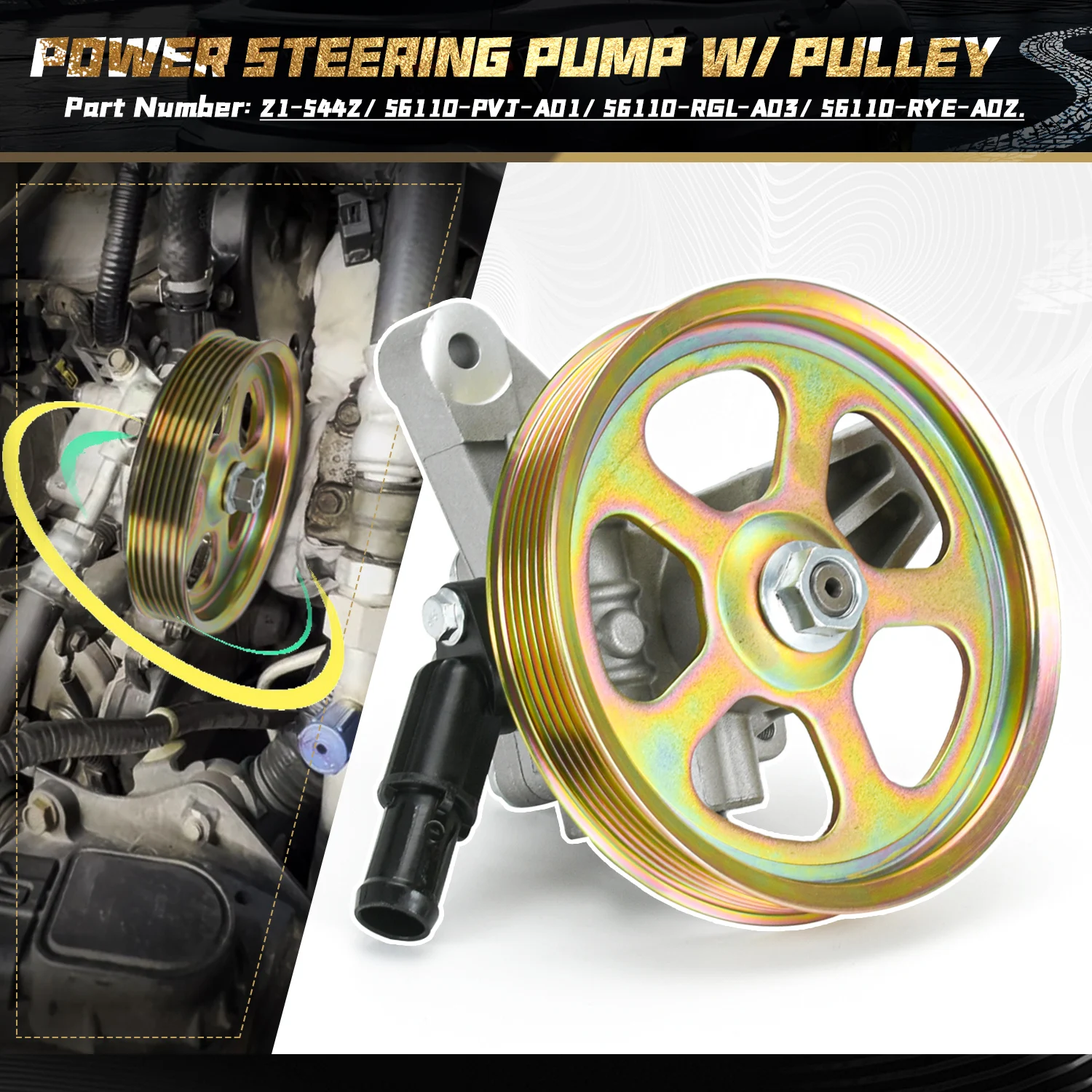 Насос гидроусилителя руля со шкивом для HONDA ODYSSEY 2005-2010 PILOT 2005-2008 21-5442 56110-PVJ-A01 56110-RGL-A03