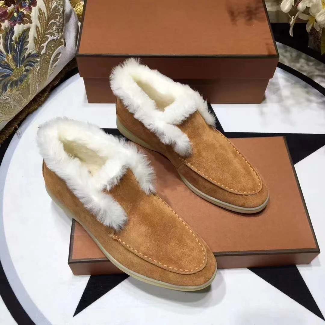

Top Quality LP 2022 New Winter Wool Warm Round Toe Fleece Ladies Fashion Snow Boots Comfort Loafers Single Casual Women's Boots