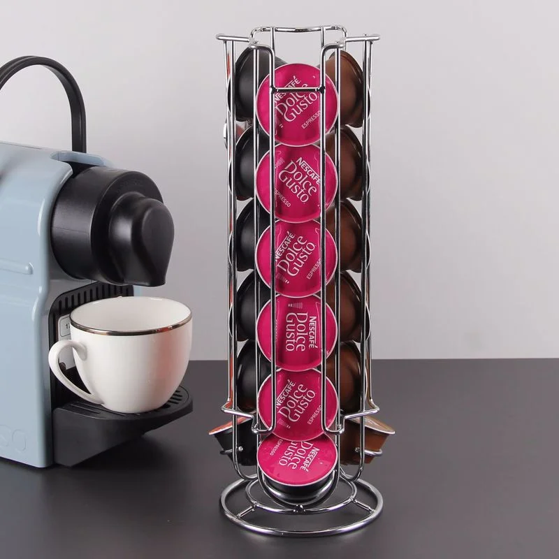 

Rotatable 24Cups Nescafe Dolce Gusto Capsule Holder Metal Dolce Gusto Pods Holder Coffee Capsule Stand Storage Shelves Rack