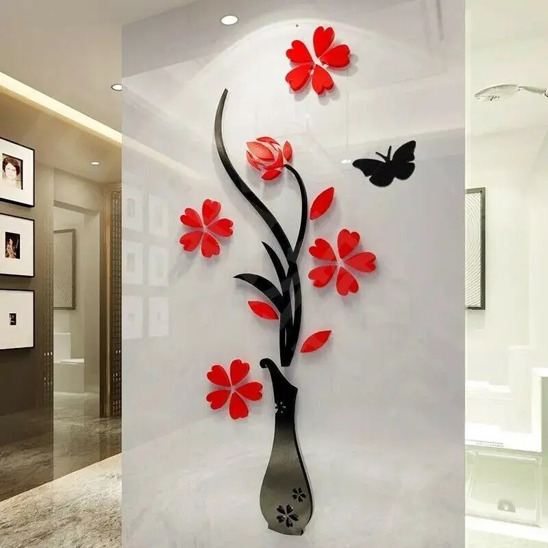 

Flower Decal 3D Mirror Wall Sticker DIY Removable Art Mural Home Room Decor new