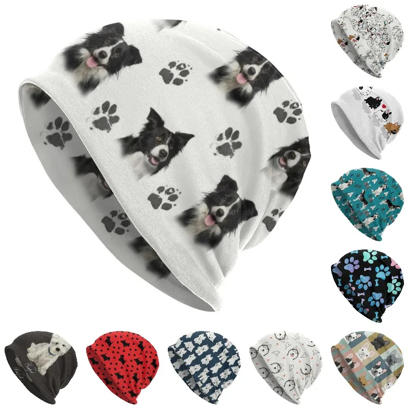 

Border Collie Bonnet Beanie Knitted Hat Women Men Fashion Cute Dog Winter Warm Skullies Beanies Cap for Ski