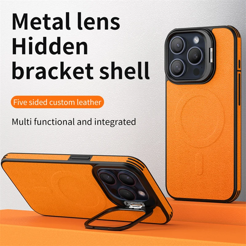 Кожаный чехол для мобильного телефона с магнитным кронштейном объектива и