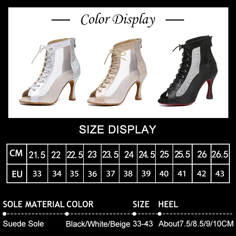 SWDZM Women Latin Dance Shoes Ladies Dancing Shoes Woman Tango Ballroom Dance Boots High Heels Salsa Party Shoes Dancing Boots