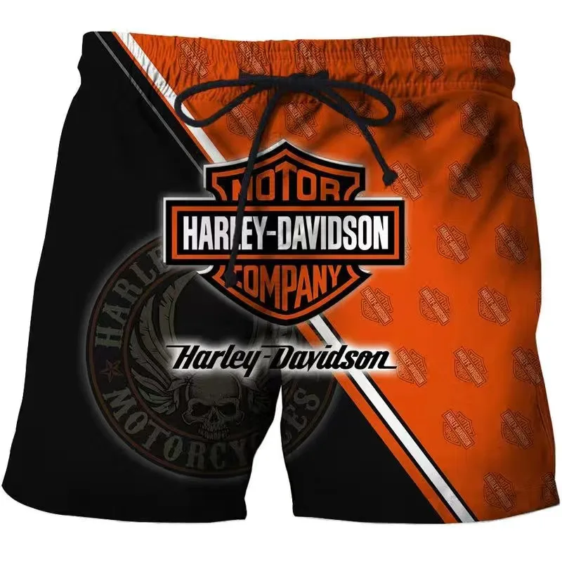 

2023 new official flagship store free shipping summer print Harley motorcycle eagle skeleton beach shorts casual men's clothing