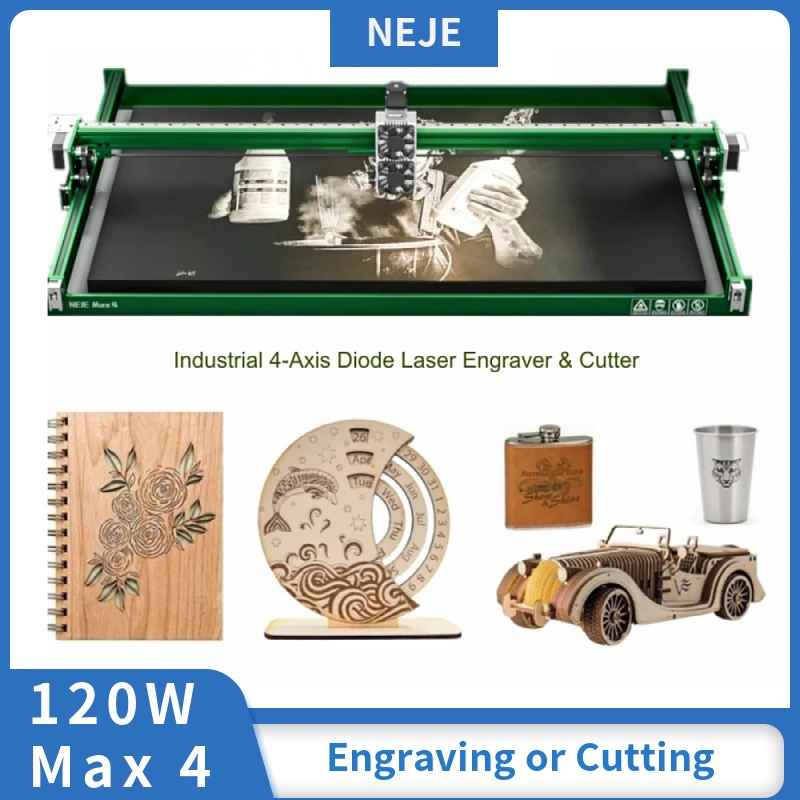 

New NEJE Max 4 Engraving Cutting Machine 4-Axis Industrial Laser Engarver Cutter High-Efficiency Pulse Energy For Superb Image