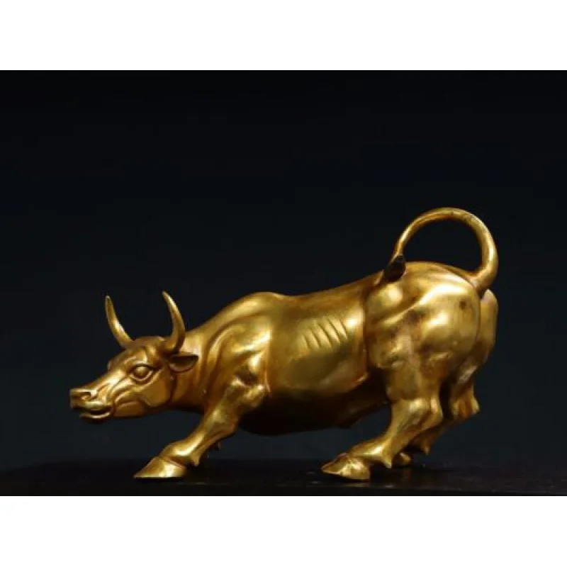 

Old Collection Treasure Copywriting Decoration Copper-Plated Gold Bull Bull