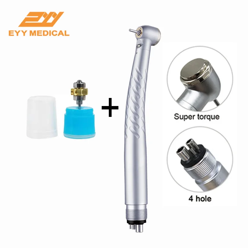 EYY Dental LED Turbine Handpiece withe E -Generator Push Button Big /Standard Head Cartridge Rotor 2/4 Hole