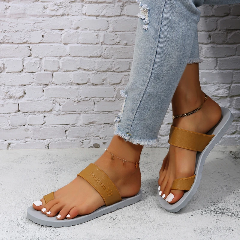 

2022 NEW Women's Ladies Spring Summer Solid Flat Heel Slippers Beach Sandals Roman Shoes Rubber Round Toe Outdoor