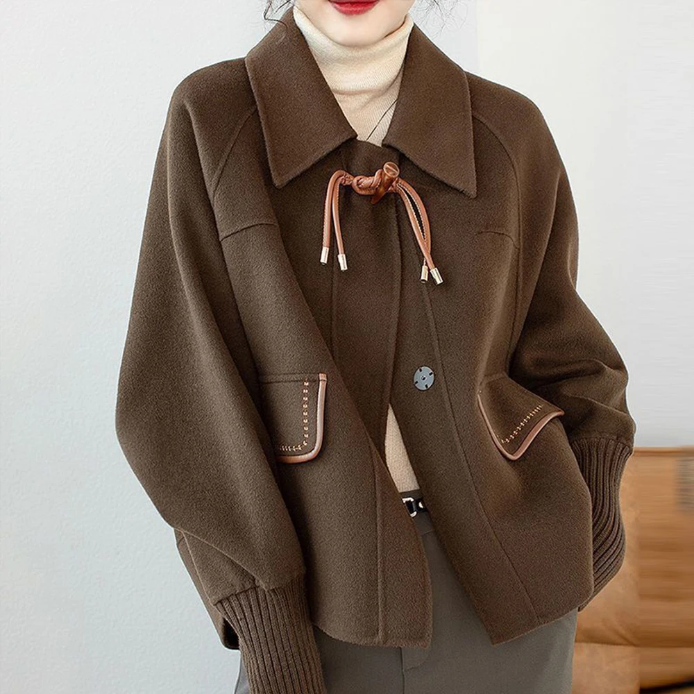 

Women's Jacket Short 2022 Autumn And Winter New Temperament High-end Trendy Cape Woolen Coat Retro Gentle Style Fashion Outwear