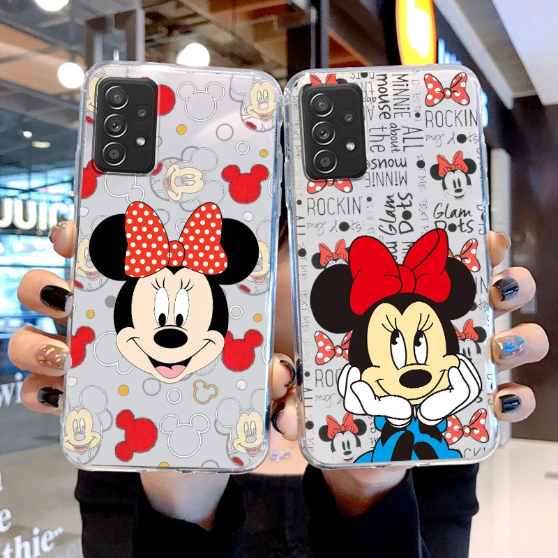 

Disney Mickey Minnie Cute Transparent Phone Case For Samsung A73 A72 A71 A53 A52 A51 A42 A33 A32 A23 A22 A21S A13 A12 A03 5G