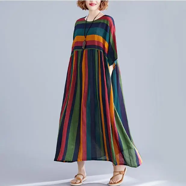 

Женский хлопковый сарафан с коротким рукавом и круглым вырезом