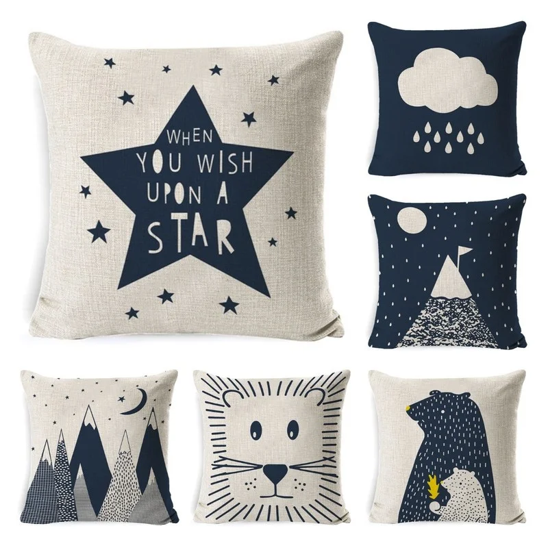 

Cute Cartoon Dot Printed Cushion Cover Cotton Linen Pillowcase Kids Room Home Sofa Chair Car Decor Pillowcase 45x45cm