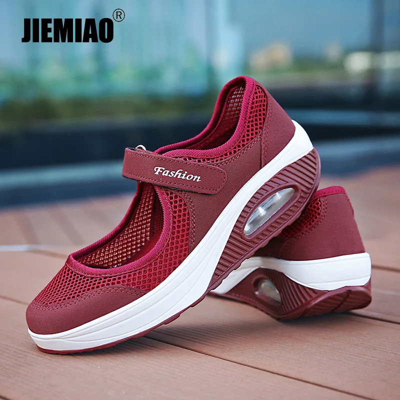 

JIEMIAO Outdoor Summer Sport Running Shoes Women Sneakers Mesh Breathable Shake Shoes Anti-slip Walking Casual Shoes