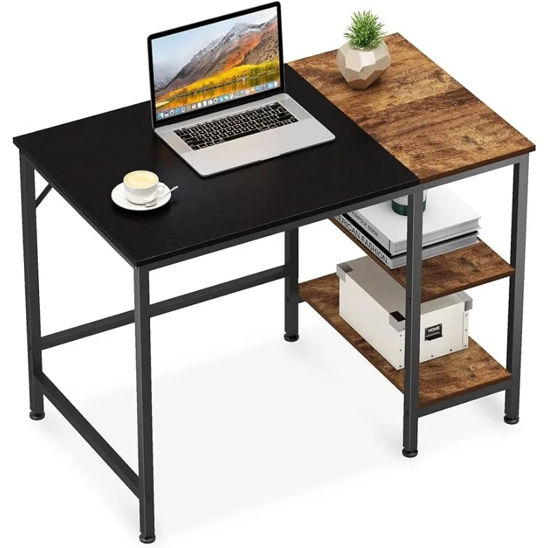 

Маленький письменный стол для кабинета с искусственной кожей, 2-уровневый современный промышленный стол для ноутбука со сращением