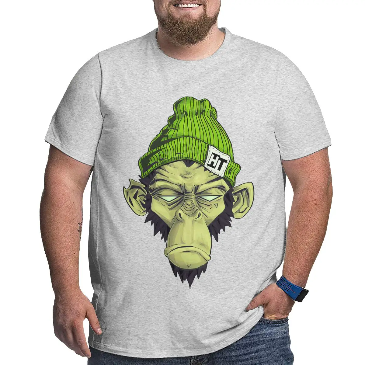 

Loose Large Plus Size T Shirts for Men Gray Cotton T-shirts Men's Short Sleeve Clothes High Street Printed Top Tee Clothing 2022