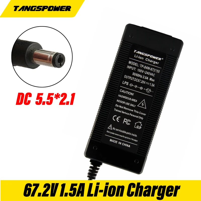 

16S 67.2V 1.5A Lithium Battery Charger For electric bike 60V Li-ion Battery Charger DC5521 Connector
