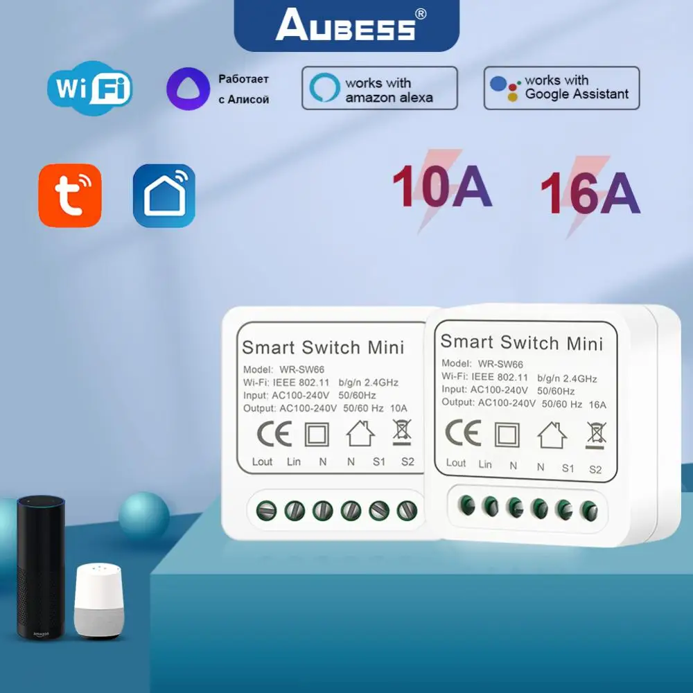 

2-way Control Tuya Mini Module Bluetooth Mini Wifi Smart Switch Smart Life/tuya App Smart Home 16a 10a Tuya Wireless Switches