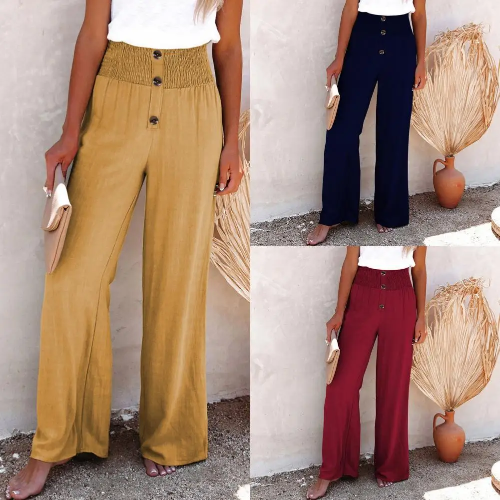 

Women Trousers Lightweight Casual Pants Elastic Waist Wide Leg Casual Pants