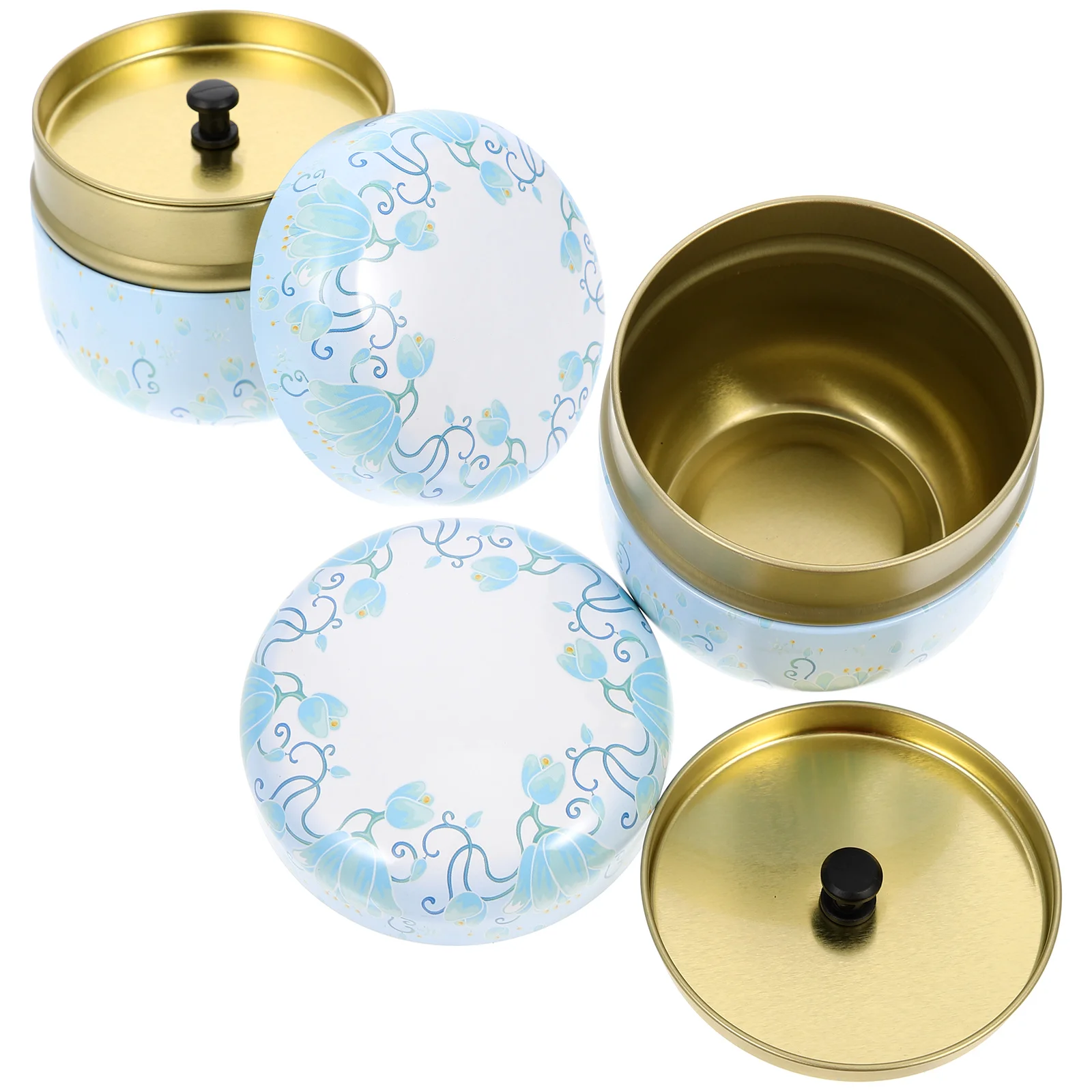 

2Pcs Loose Powder Storage Jars Tinplate Powder Flower Tea Storage Jars