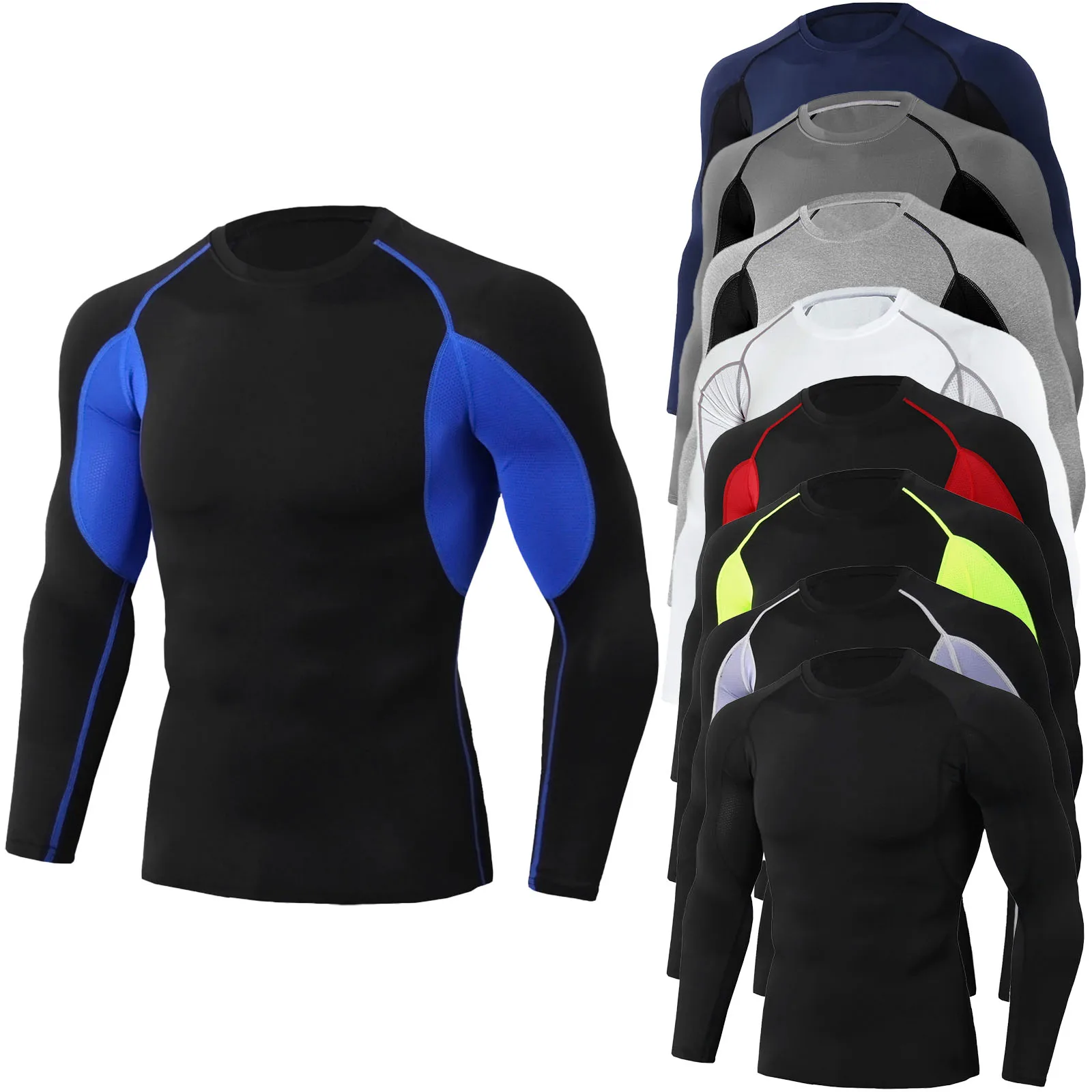 Men's Bodybuilding Sport Shirt Tops Long Sleeve Compression T-shirts Gym Fitness Top Running Clothing Mens Quick Dry Sportswear